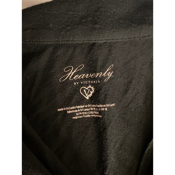 Victoria’s Secret Heavenly Black Pajama Set Leopard Trim Button Top Shorts S - Picture 3 of 8